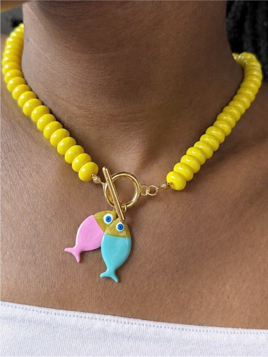 Jewelry - New! Coastal Yellow Fish Charm Dopamine Necklace (4018) NWOT